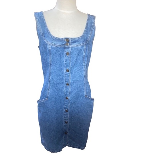 Vintage Banana republic Blue Jean Denim Dress size 12 90's Nineties Y2K - Picture 1 of 5